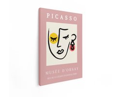 Artaza Canvas Schilderij Abstract Gezicht Poster met Tekst van Picasso en Musée D'Orsay - 30x40 cm - Klein - Wanddecoratie Woonkamer - Schilderijen - Muurdecoratie