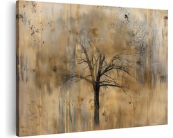 Artaza Canvas Schilderij Abstract Kunstwerk van een Boom - 30x20 cm - Klein - Wanddecoratie Woonkamer - Schilderijen - Muurdecoratie