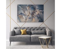 Artaza Canvas Schilderij Abstract - Luxe Kunst - Zwart met Goud - 120x80 - Groot - Wanddecoratie Woonkamer - Muurdecoratie Modern