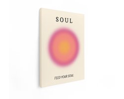Artaza Canvas Schilderij Abstract Soul - 90x120 cm - Wanddecoratie Feed Your Soul - Muurdecoratie Tekst - Decoratie Roze Oranje