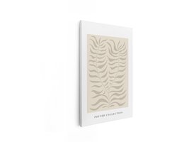 Artaza Canvas Schilderij Abstracte Beige Varen-Achterlatingsposterkunst in Minimalistische Stijl - 20x30 cm - Klein - Wanddecoratie Woonkamer - Schilderijen - Muurdecoratie