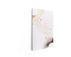 Artaza Canvas Schilderij Abstracte Gouden Lijnen en Cirkels op een Witte Achtergrond - 20x30 cm - Klein - Wanddecoratie Woonkamer - Schilderijen - Muurdecoratie