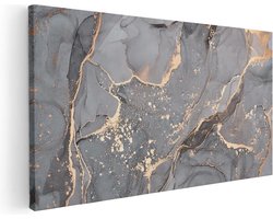 Artaza Canvas Schilderij Abstracte Luxe Kunst van Marmer met Goud - 100x50 cm - Groot - Wanddecoratie Woonkamer - Schilderijen - Muurdecoratie