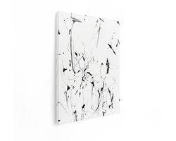Artaza Canvas Schilderij Abstracte Zwarte Verfspatten en Lijnen op een Witte Achtergrond - 90x120 cm - Groot - Wanddecoratie Woonkamer - Schilderijen - Muurdecoratie