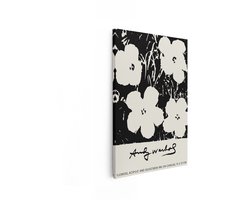 Artaza Canvas Schilderij Andy Warhol Bloemen - 20x30 cm - Wanddecoratie Abstract - Muurdecoratie Zwart Wit - Kamer Accessoires Pop Art