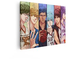 Artaza Canvas Schilderij Anime Basketbalteam met Zes Spelers in Sportkleding - Elk met Unieke Haarkleur - 40x30 cm - Klein - Wanddecoratie Woonkamer - Schilderijen - Muurdecoratie