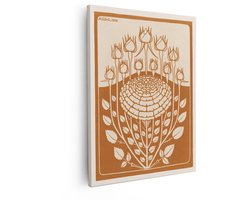 Artaza Canvas Schilderij Art Nouveau Bloemenontwerp met Rozen en Bladeren Uit 1919 - 40x50 cm - Wanddecoratie Woonkamer - Schilderijen - Muurdecoratie
