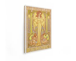 Artaza Canvas Schilderij Art Nouveau Engel met Gereedschap en Werkende Mensen - het Hoogeland Beekbergen - 30x40 cm - Klein - Wanddecoratie Woonkamer - Schilderijen - Muurdecoratie