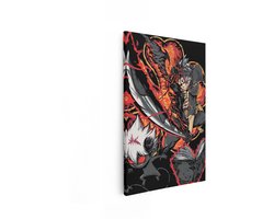 Artaza Canvas Schilderij Asta en Duivelse Demonen Uit Black Clover met Vlammen en een Toverboek - 40x60 cm - Wanddecoratie Woonkamer - Schilderijen - Muurdecoratie