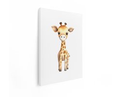 Artaza Canvas Schilderij Baby Giraf - 90x120 cm - Wanddecoratie Babykamer - Muurdecoratie Kinderkamer - Aquarel Dieren Schilderij