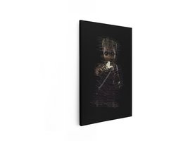 Artaza Canvas Schilderij Baby Groot - 40x60 cm - Wanddecoratie Marvel - Muurdecoratie Kinderkamer - Decoratie Jongenskamer Line Art