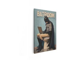 Artaza Canvas Schilderij Batman - 60x90 cm - Wanddecoratie Toilet - Muurdecoratie Wc - Grappig Schilderij Badkamer