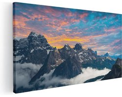 Artaza Canvas Schilderij Bergen Landschap Met Wolken In Italië - 120x60 cm - Groot - Wanddecoratie Woonkamer - Schilderijen - Muurdecoratie