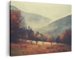Artaza Canvas Schilderij Berglandschap - 30x20 cm - Wanddecoratie Herfst Bos - Muurdecoratie Natuur Woonkamer - Schilderijen Op Canvas