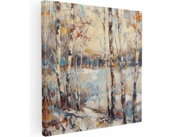 Artaza Canvas Schilderij Berkenbomen in de Winter - 70x70 cm - Wanddecoratie Woonkamer - Schilderijen - Muurdecoratie