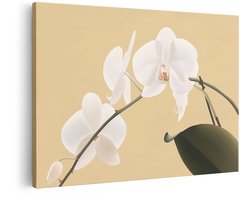 Artaza Canvas Schilderij Bloemen - 30x20 cm - Wanddecoratie Orchidee - Muurdecoratie Japandi Wit - Decoratie Woonkamer - Kamer Accessoires