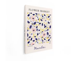 Artaza Canvas Schilderij Bloemenmarkt Poster met een Levendig Patroon van Bloemen en Bladeren - 30x40 cm - Klein - Wanddecoratie Woonkamer - Schilderijen - Muurdecoratie