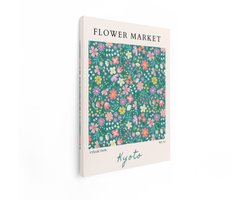 Artaza Canvas Schilderij Bloemenmarkt Poster met een Levendig Patroon van Kleine Bloemen en Bladeren - 60x80 cm - Wanddecoratie Woonkamer - Schilderijen - Muurdecoratie
