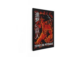 Artaza Canvas Schilderij De Aanvallende Reus in Vlammen - een Woeste Anime-Geïnspireerde Illustratie - 40x60 cm - Wanddecoratie Woonkamer - Schilderijen - Muurdecoratie