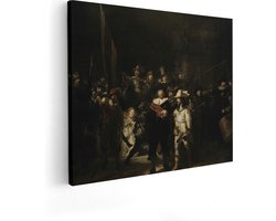 Artaza Canvas Schilderij De Nachtwacht - Rembrandt van Rijn - 50x40 cm - Wanddecoratie Slaapkamer - Poster Schilderijen - Muurdecoratie