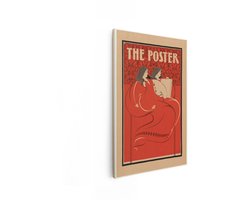 Artaza Canvas Schilderij De Poster: Art Nouveau-Illustratie van twee Vrouwen in Rode Gewaden Die een Boek Vasthouden - 20x30 cm - Klein - Wanddecoratie Woonkamer - Schilderijen - Muurdecoratie