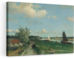 Artaza Canvas Schilderij De Trekvliet bij Rijswijk - Jan Hendrik Weissenbruch - 90x60 - Kunst - Canvas Print - Muurdecoratie