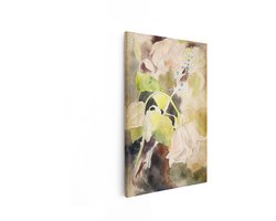 Artaza Canvas Schilderij Delicaat Aquarelschildering van Rozen met Subtiele Blauwe Bessen en Groene Bladeren - 40x60 cm - Wanddecoratie Woonkamer - Schilderijen - Muurdecoratie