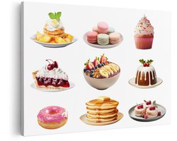 Artaza Canvas Schilderij Desserts - 150x100 cm - Groot - Wanddecoratie Zoete Lekkernijen - Muurdecoratie Keuken - Decoratie Gebak Collage