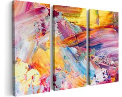 Artaza Canvas Schilderij Drieluik Abstracte Kunst - Aquarel Gemengde Kleuren - 180x120 cm - Groot - Wanddecoratie Woonkamer - Schilderijen - Muurdecoratie