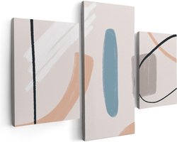 Artaza Canvas Schilderij Drieluik Abstracte Kunst - Scandinavische Style - 90x60 cm - Wanddecoratie Woonkamer - Schilderijen - Muurdecoratie
