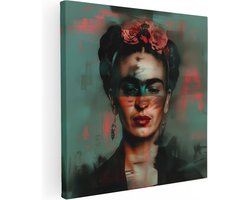 Artaza Canvas Schilderij Frida Kahlo - 90x90 cm - Groot - Wanddecoratie Woonkamer - Schilderijen - Muurdecoratie