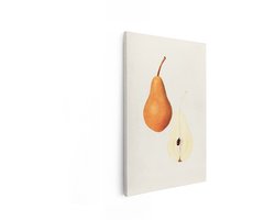 Artaza Canvas Schilderij Gedetailleerde Illustratie van een Hele en een Halve Peer met Steeltjes en Zaden - 80x120 cm - Groot - Wanddecoratie Woonkamer - Schilderijen - Muurdecoratie