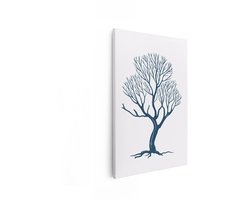 Artaza Canvas Schilderij Gedetailleerde Illustratie van een Kale Boom met Wortels en Takken - 20x30 cm - Klein - Wanddecoratie Woonkamer - Schilderijen - Muurdecoratie