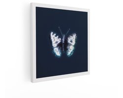 Artaza Canvas Schilderij Gedetailleerde Vlinder met Witte en Zwarte Vlekken op een Donkere Achtergrond - 70x70 cm - Wanddecoratie Woonkamer - Schilderijen - Muurdecoratie