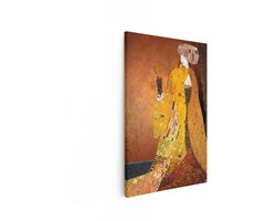 Artaza Canvas Schilderij Gouden Dame met Rijke Kleding en Abstracte Patronen - Geïnspireerd door Klimt - 40x60 cm - Wanddecoratie Woonkamer - Schilderijen - Muurdecoratie