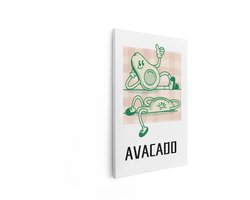 Artaza Canvas Schilderij Grappige Avocado Personages Die Ontspannen en Duimen Omhoog Steken - 40x60 cm - Wanddecoratie Woonkamer - Schilderijen - Muurdecoratie