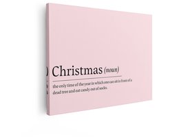 Artaza Canvas Schilderij Grappige Definitie van Kerstmis met een Droge Humoristische Ondertoon - 120x90 cm - Groot - Wanddecoratie Woonkamer - Schilderijen - Muurdecoratie