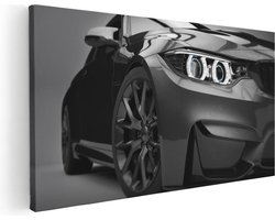 Artaza Canvas Schilderij Grijze Sportwagen Auto - Zwart Wit - 120x60 cm - Groot - Wanddecoratie Woonkamer - Schilderijen - Muurdecoratie