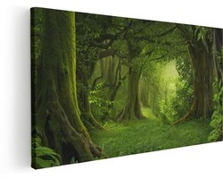 Artaza Canvas Schilderij Groene Tropische Jungle Bos - 160x80 cm - Groot - Wanddecoratie Woonkamer - Schilderijen - Muurdecoratie