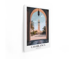 Artaza Canvas Schilderij Hassan II Moskee Casablanca - 60x80 cm - Wanddecoratie Marokko - Muurdecoratie Islamitisch - Oosterse Decoratie