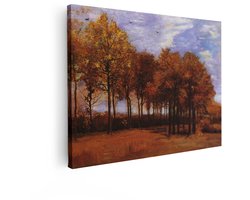 Artaza Canvas Schilderij Herfstbos met Gouden Bladeren en Vogels in de Lucht - 40x30 cm - Klein - Wanddecoratie Woonkamer - Schilderijen - Muurdecoratie