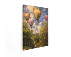Artaza Canvas Schilderij Heteluchtballonnen - 90x120 cm - Wanddecoratie Landschap - Muurdecoratie Natuur - Decoratie Woonkamer