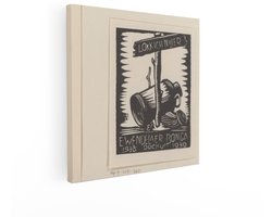 Artaza Canvas Schilderij Houten Uithangbord met Potten en Schalen - 1933-1939 - 40x40 cm - Wanddecoratie Woonkamer - Schilderijen - Muurdecoratie