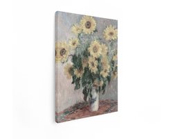 Artaza Canvas Schilderij Impressionistische Zonnebloemen in Vaas - Schilderij van Claude Monet - 30x40 cm - Klein - Wanddecoratie Woonkamer - Schilderijen - Muurdecoratie