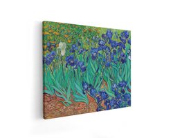 Artaza Canvas Schilderij Irissen Van Gogh - 50x40 cm - Wanddecoratie Bloemen - Muurdecoratie Schilderij Van Gogh - Decoratie Woonkamer Blauw