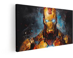 Artaza Canvas Schilderij Iron Man - 100x50 cm - Wanddecoratie Marvel Schilderij - Muurdecoratie Superheld - Decoratie Jongenskamer - Kamer Accessoires