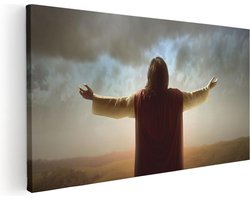 Artaza Canvas Schilderij Jezus Christus aan het Bidden bij Zonsopgang - 120x60 cm - Groot - Wanddecoratie Woonkamer - Schilderijen - Muurdecoratie