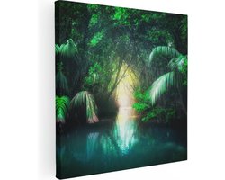 Artaza Canvas Schilderij Jungle - 70x70 cm - Wanddecoratie Bos - Muurdecoratie Natuur - Schilderijen Op Canvas Woonkamer