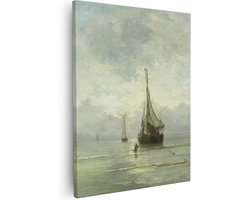 Artaza Canvas Schilderij Kalme zee - Hendrik Willem Mesdag - 80x100 - Groot - Kunst - Wanddecoratie Woonkamer