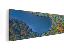 Artaza Canvas Schilderij Kleurrijke Bos Met Bomen Naast Een Meer - 120x40 - Groot - Foto Op Canvas - Canvas Print